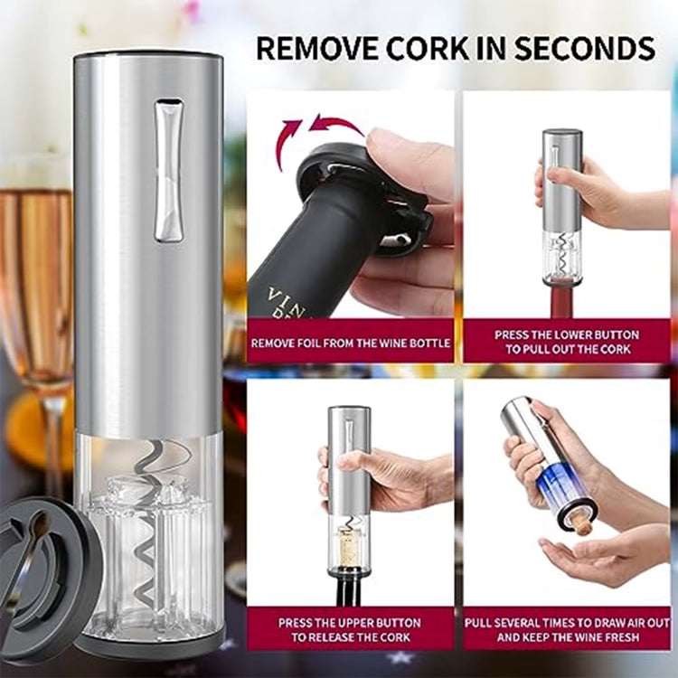 Electric Wine Opener Set 4-In-1 Wine Set with Rechargeable Wine Opener, Rechargeable Wine Aerator Pourer, Foil Cutter, Stopper