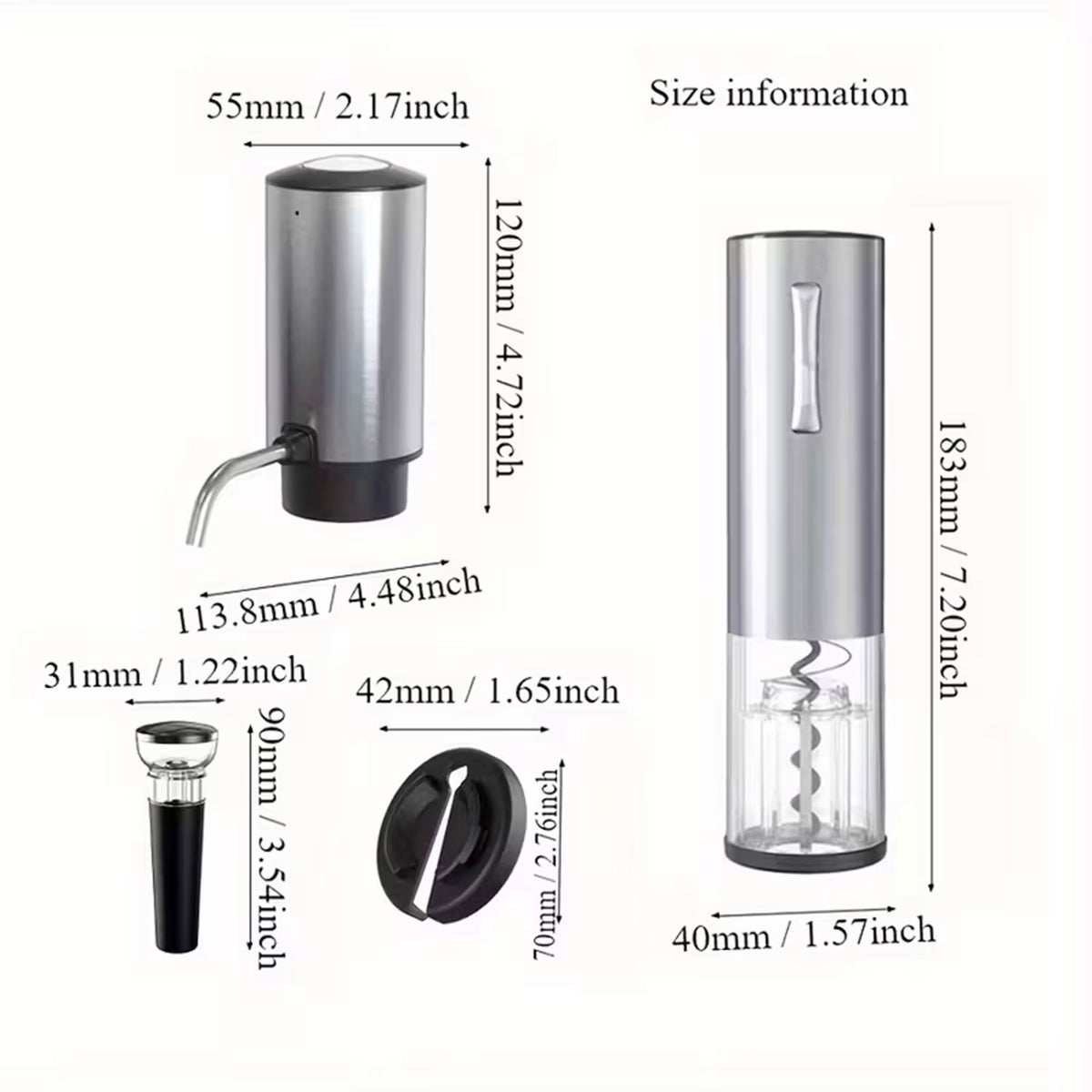 Electric Wine Opener Set 4-In-1 Wine Set with Rechargeable Wine Opener, Rechargeable Wine Aerator Pourer, Foil Cutter, Stopper