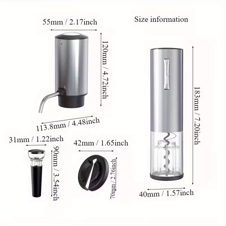 Electric Wine Opener Set 4-In-1 Wine Set with Rechargeable Wine Opener, Rechargeable Wine Aerator Pourer, Foil Cutter, Stopper